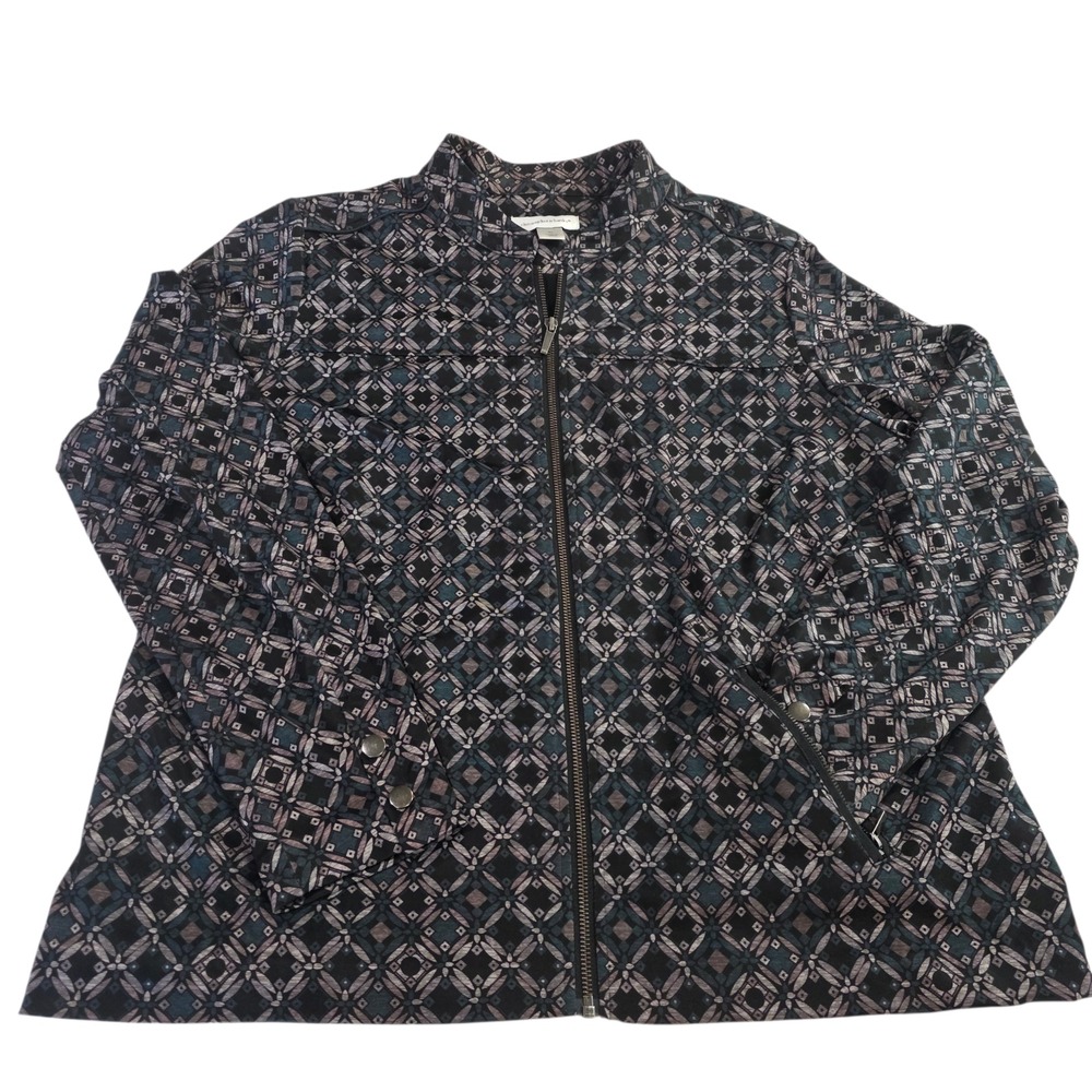 Christopher & Banks Full Zip Jacket Womens‎ XL Multi Geometric  Stand Collar